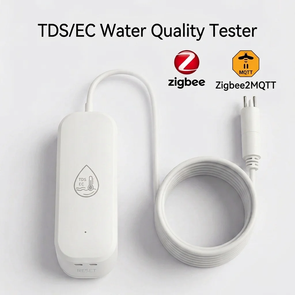 Zigbee 7-in-1 Water Quality Tester TDS/EC/SG/Temp Salinity Detection for Swimming Pools, Aquariums, Drinking Water Testing
