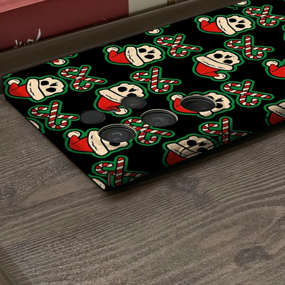 القوطية عيد الميلاد الجمجمة قضية الهاتف لسامسونج غالاكسي S25 S24 S23 الترا زائد A35 A132 لامع HD الغلاف الصلب فيلم قذيفة #3