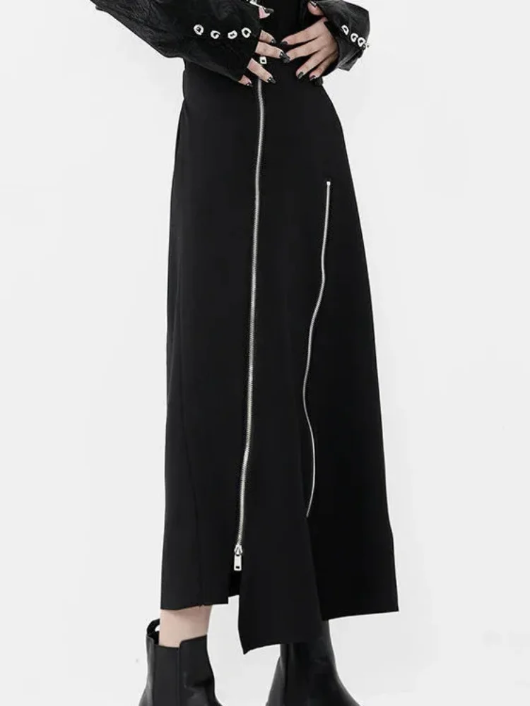 2026 New Autumn Women High Waist A line Skirt Fashion Slim Fit Versatile Dark Retro Hepburn Style Mid-length Skirt