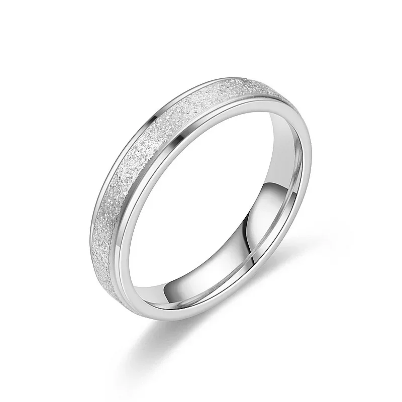 Nuevos Anillos de lujo para parejas, anillo esmerilado de acero de titanio para mujeres y hombres, joyería romántica para fiesta y boda, Anillos femeninos