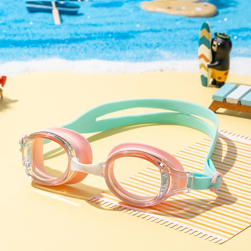 

Children's High-definition Waterproof And Anti Fog Swimming Large Frame Glasses, Convenient Goggles Silicone Connected Earplugs