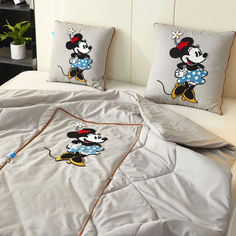 New Disney Mickey Mouse Cartoon Embroidered Pillow Quilt Two-in-one Student Lunch Break Car Seat Cushion Office Nap Warm Quilt