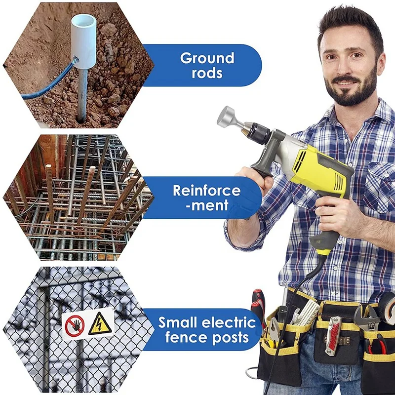 1 Piece SDS-Plus T Post Ground Rod Driver Durable Hammer Drill Rod Converter For Hammer Drill Grounding Rods F