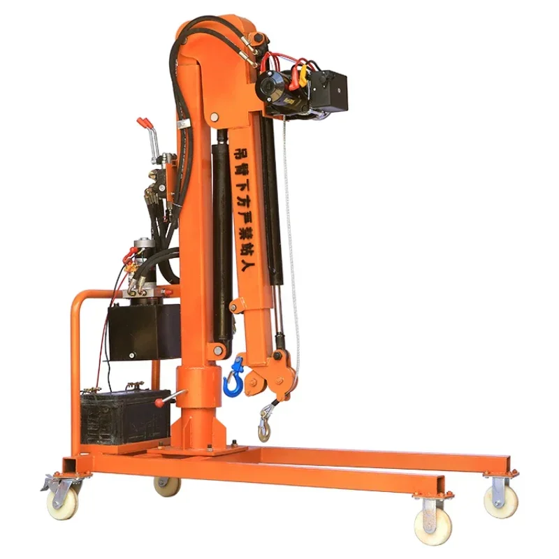 for All-electric hydraulic small crane household small lifting crane remote control rotary hoist.