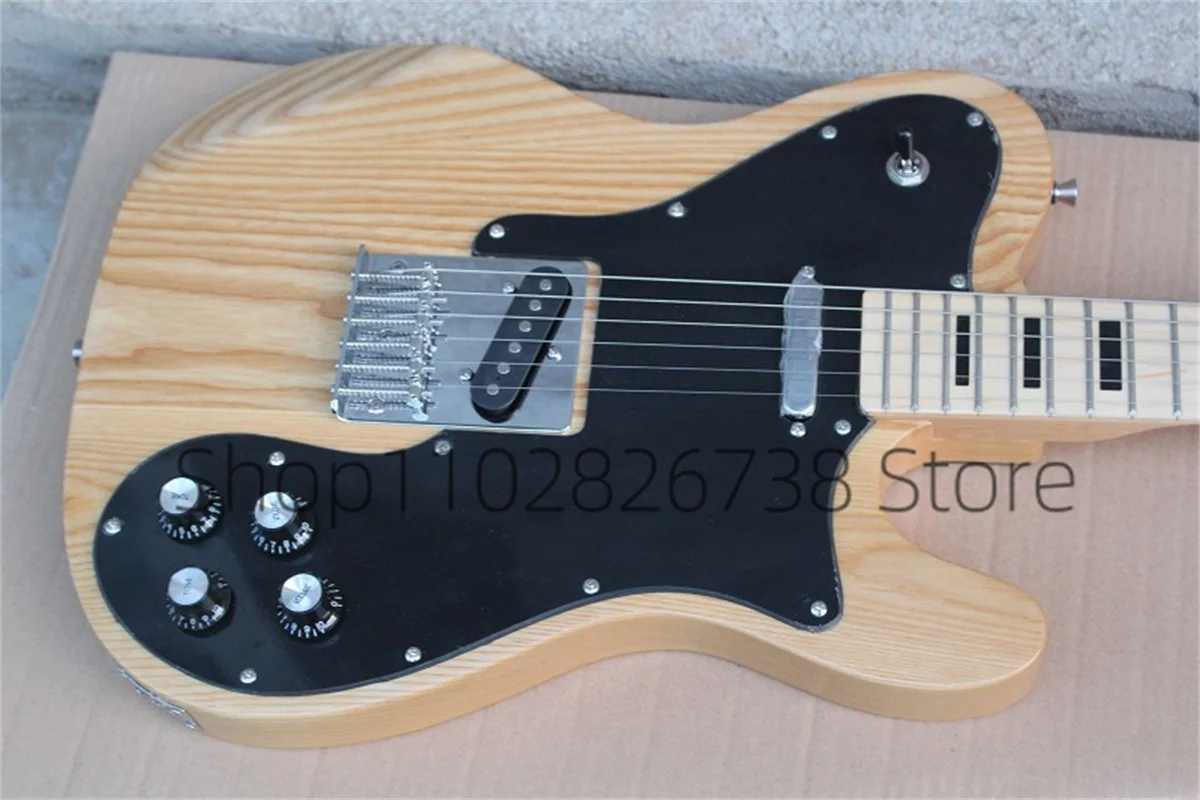 Classic Natural Electric Guitar Te Guitar ASH Wood Body Big Black Guard Fixed Bridge   Factory Custom