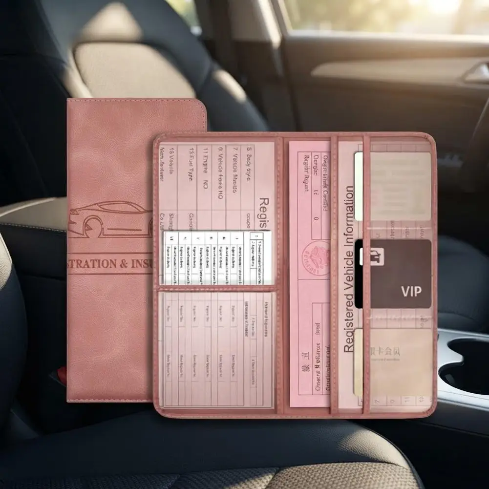 Car Registration Insurance Holder Driving License Cover Leather Auto Documents Drivers License Storage Bag Credit Card Holder