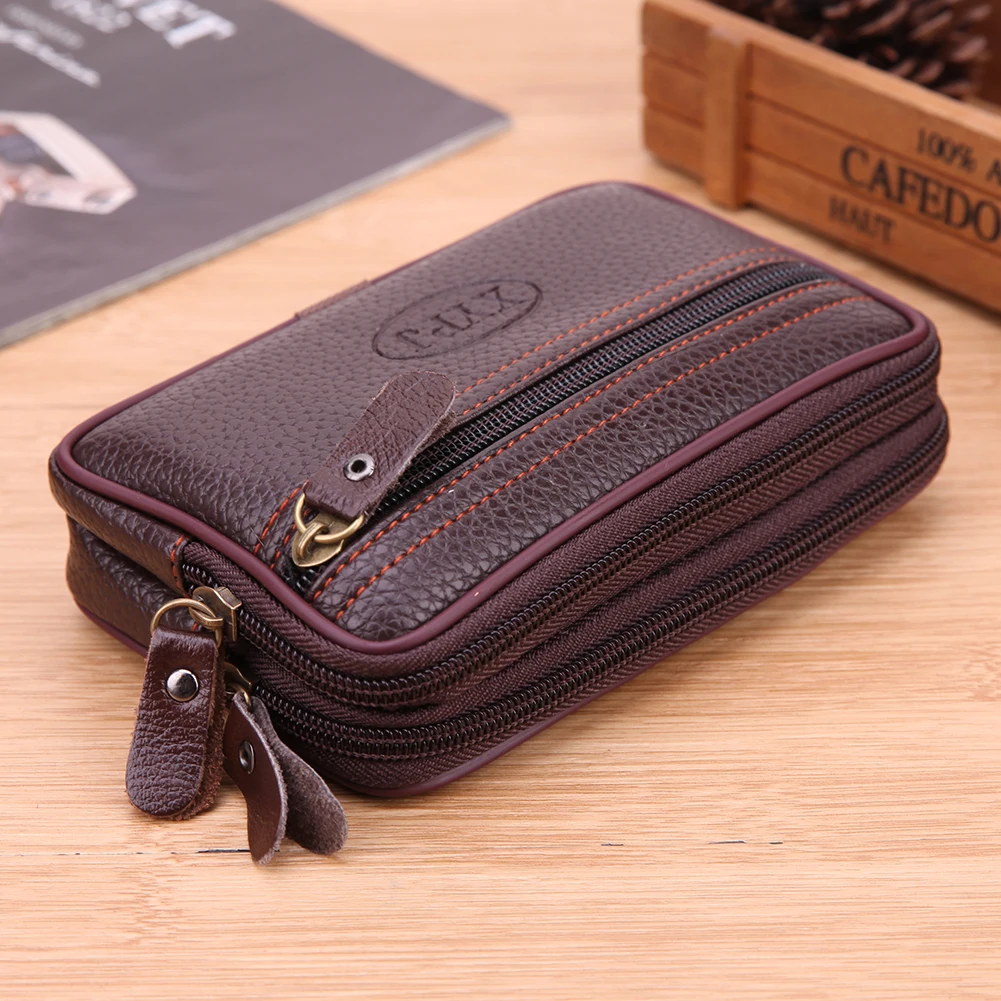 Tas Tangan Clutch dengan Dompet Kartu Tas Pinggang Penutup Ritsleting Tempat Kartu Kredit Multi-fungsi Lapisan Ganda