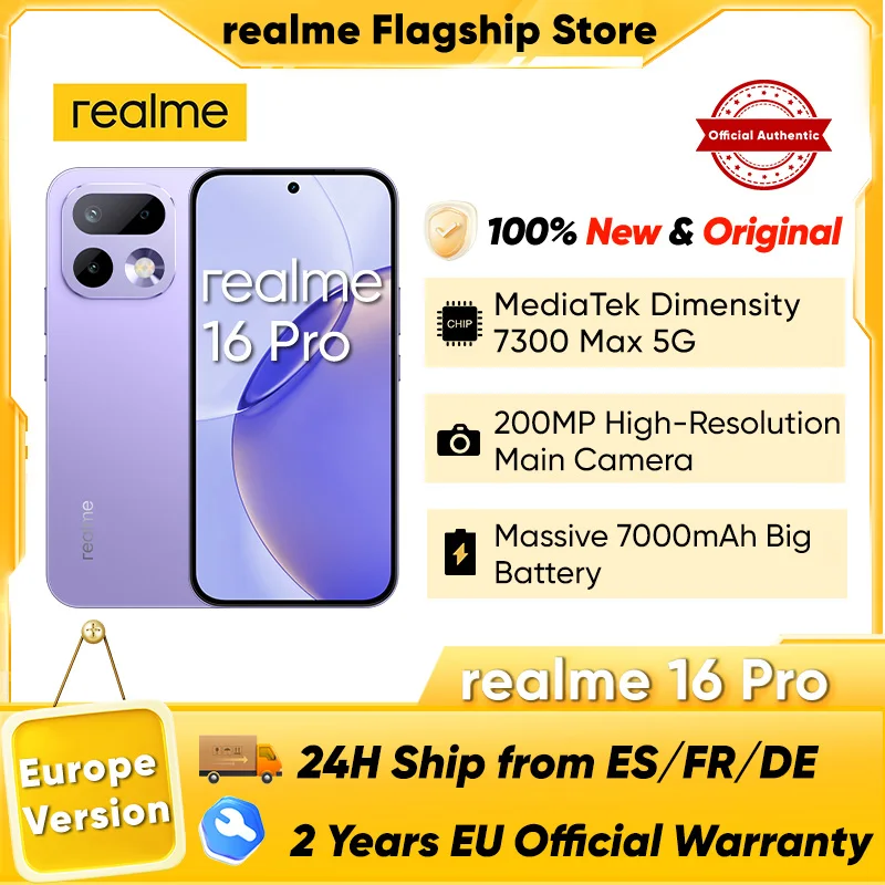 realme 16 Pro 5G Smartphone 2026 nuevo MediaTek Dimensity 7300 Max, pantalla AM…