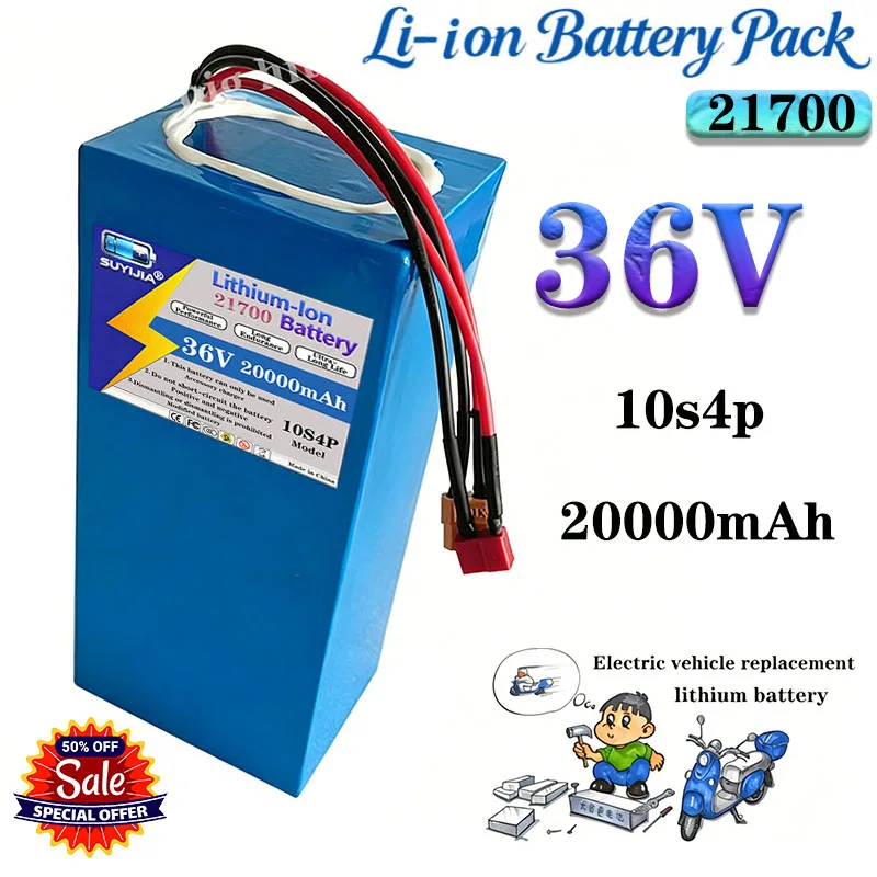 2026new 36V 20000mAh 21700 10S4P 800W Battery Pack High Power with BMS Protection Suitable for Electric Skateboards and Bicycles