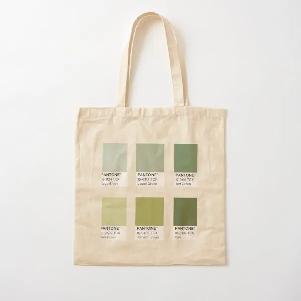 Green Pantone Color Swatch Pack Cotton  Canvas Bag Foldable Fabric Reusable Ladies Tote Printed Travel Designer Handbag Shopper