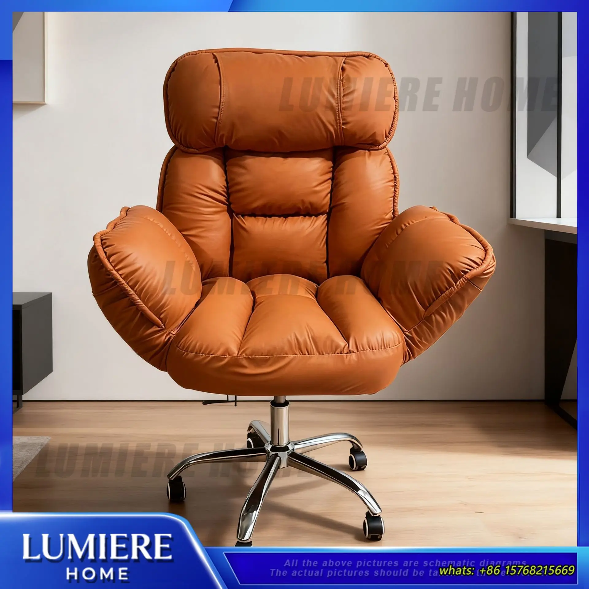 Comfortable Office Chair for Home Computer Gaming Ergonomic Reclining Desk Chair with Backrest Easy Assembly Long Sitting