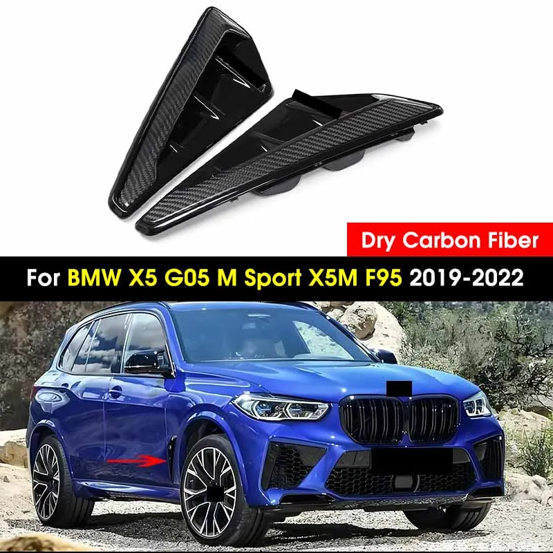 

Dry Carbon Fiber Replacement Side Fender Cover For BMW X5 G05 M Sport X5M F95 2019-2022 MP Style Car Side Air Intake Vent Cover