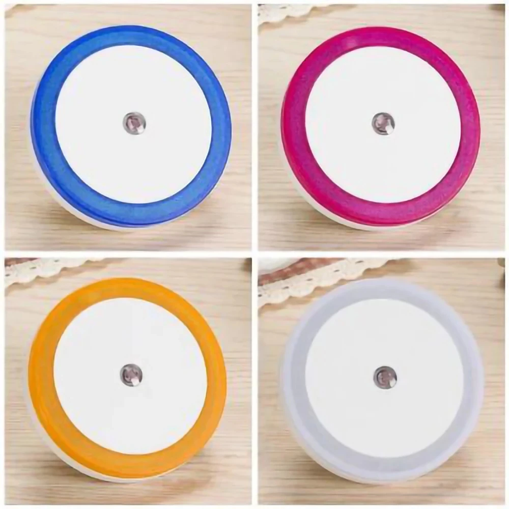 LED Night Lamp EU US Plug Round Intelligent Light Control Sensor Colored Lights for Children\'s Bedroom Lighting Christmas Gift