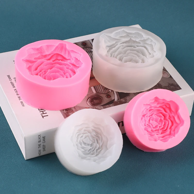 قالب شمع ثلاثي الأبعاد بحجم زهرة الفاوانيا قالب من السيليكون قالب من السيليكون قالب تزيين الشموع العطرية