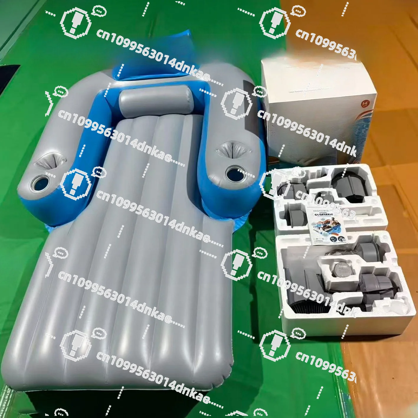 Factory New Water Inflatable Double Electric Lounger Pool with Propeller Jet Ski Boat Floating Row