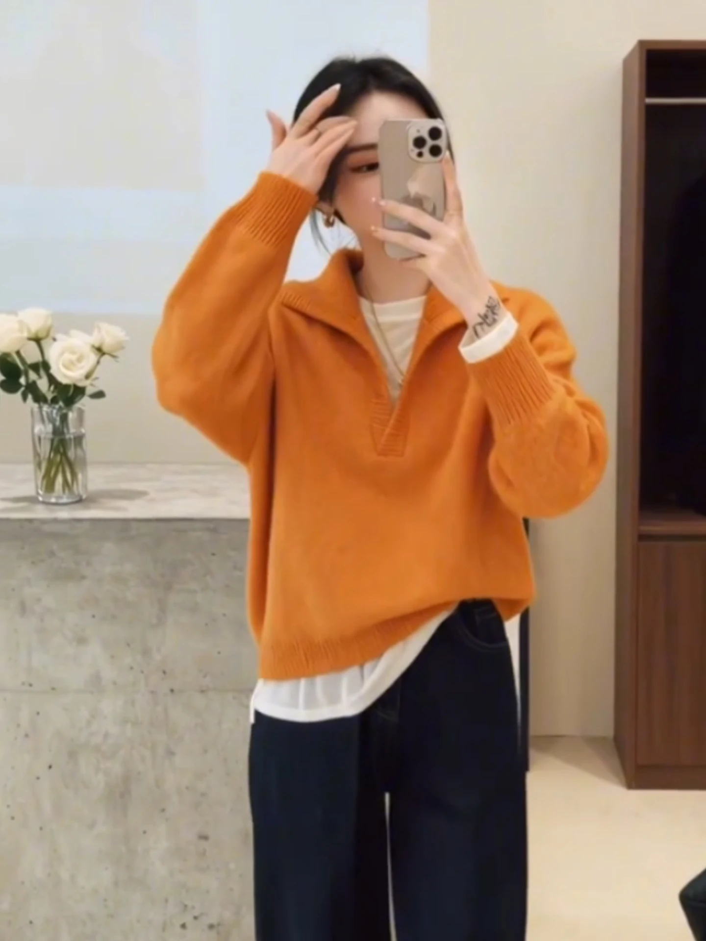 Удобный вязаный свитер Camere Long Sve Overhead Sle Age-Defng Faionable Winter Clothes Versatile Ele Wome...