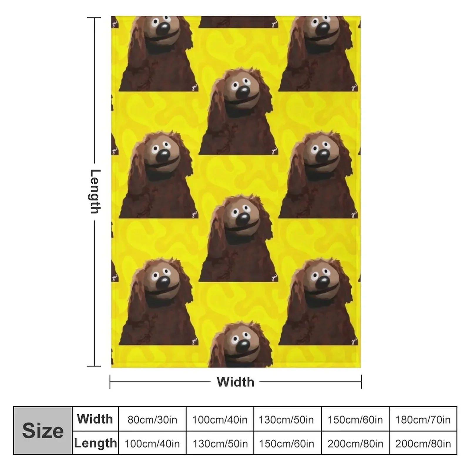 Rowlf The Dog painting portrait (version 2/3 - Yellow background) Throw Blanket Weighted Soft Beach Blankets