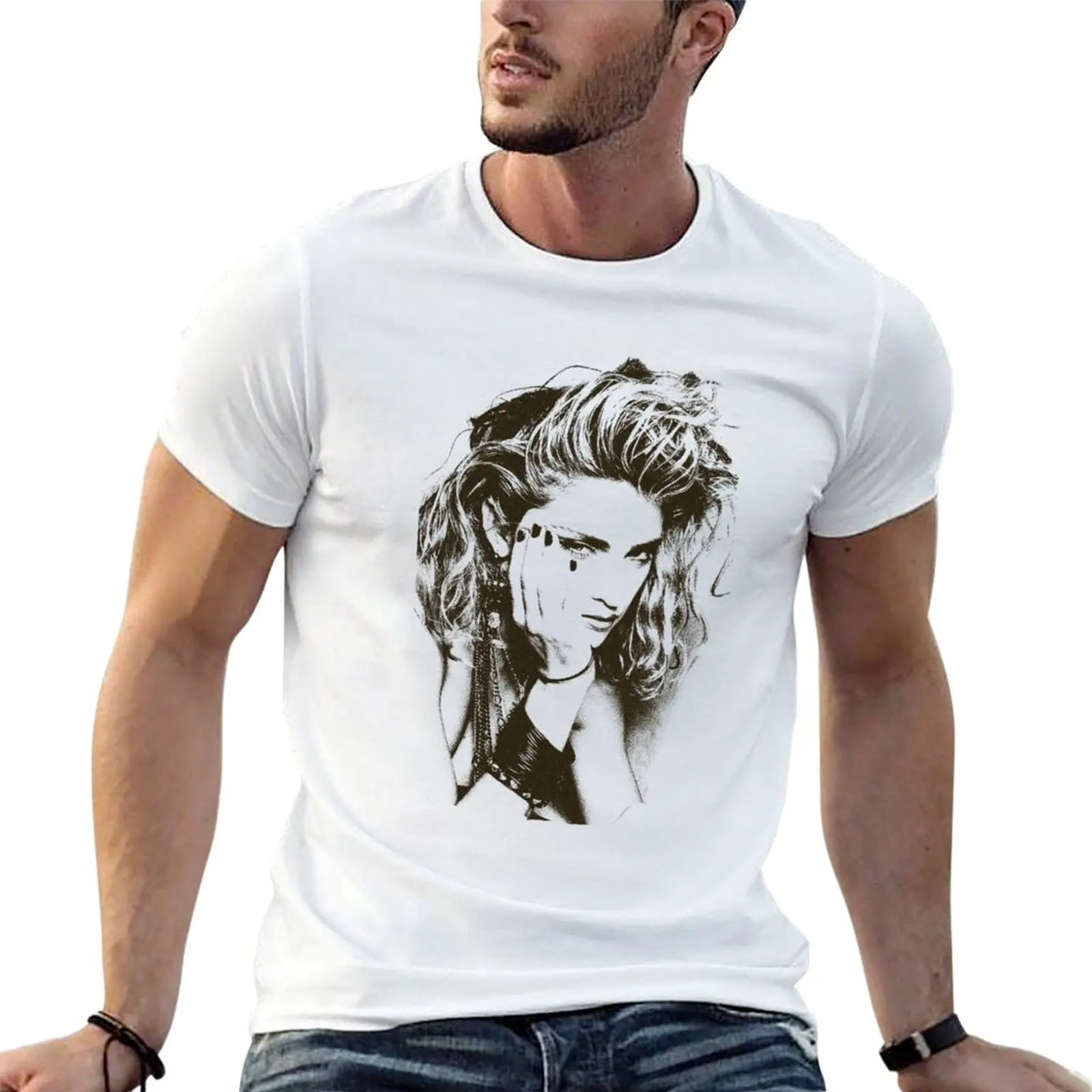Camiseta vintage Madonna, camisa básica informal de algodón de manga corta