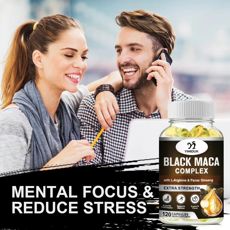 Black Maca Root Capsules 5000mg (High Strength) Peruvian with L-Arginine, Panax Ginseng & Pepper