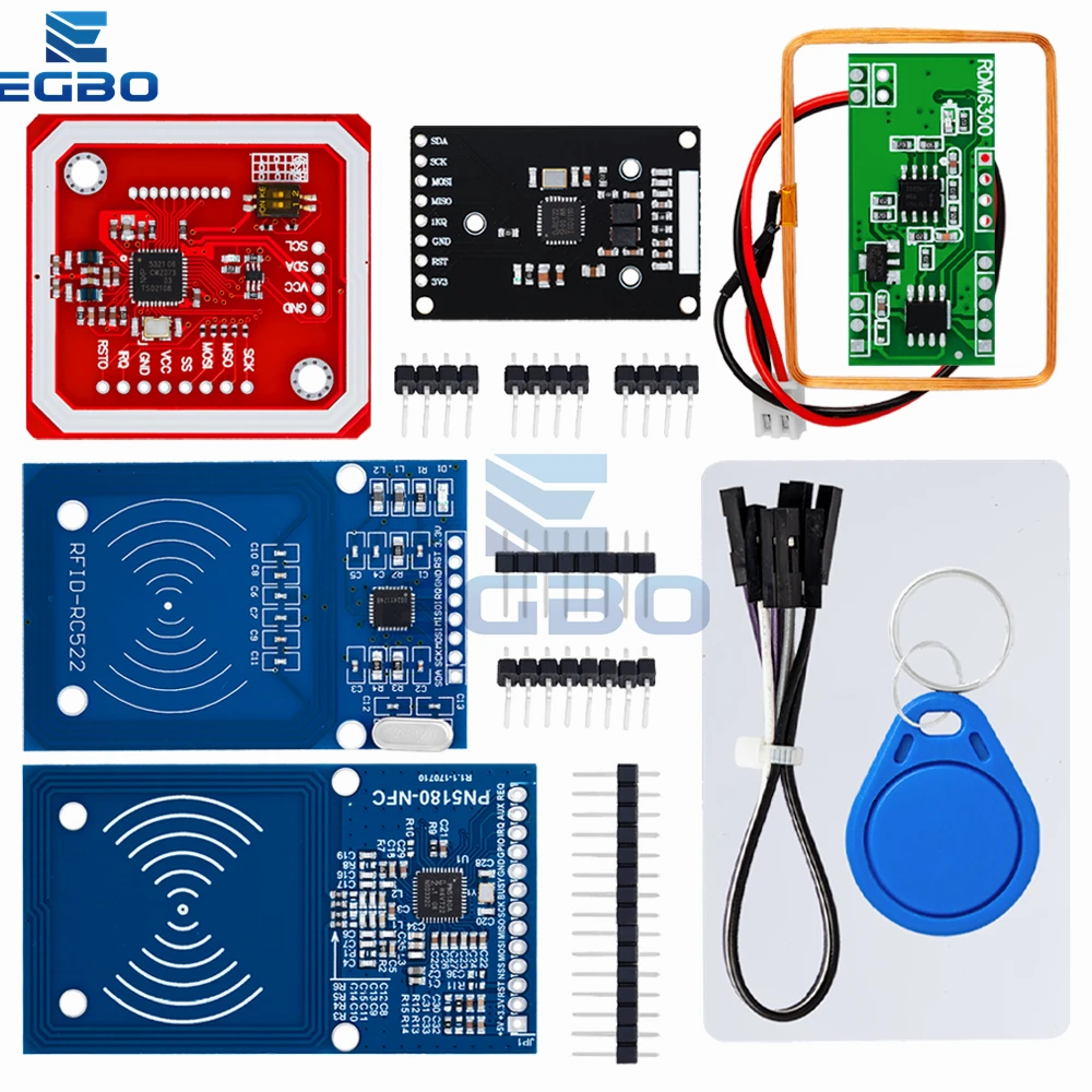 NFC RFID 모듈, RC522, MFRC-522, PN532, RDM6300, PN5180 키트, S50, 13.56 Mhz, 125Khz, 6cm, SPI 태그 포함, Arduino용 쓰기 및 읽기