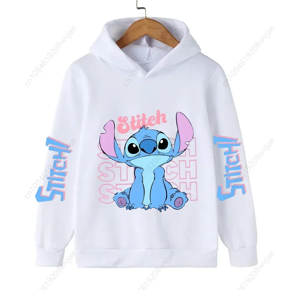 

2025 Disney Creative Cute Stitch Print Boys and Girls Hoodie Children's Autumn and Winter Casual Warm Long-sleeved Tops