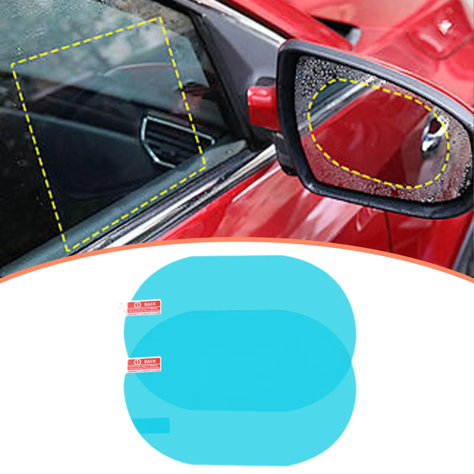 Car Waterproof Film PET Rainproof Coating Rearview Mirror Protector for All Car Glass Shading Needs