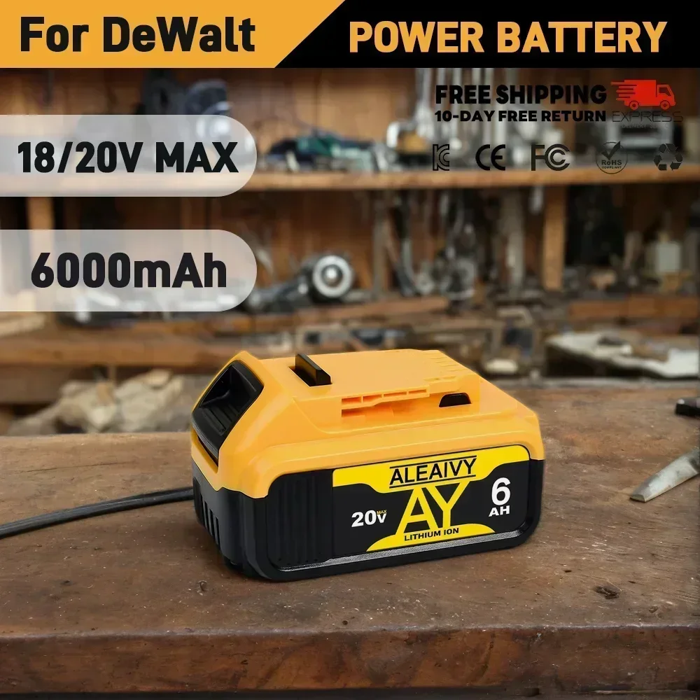 

for Dewalt 20V 6Ah Battery,Rechargeable Lithium Ion Battery, for Dewalt DCB200 Power Tool Replacement Battery.