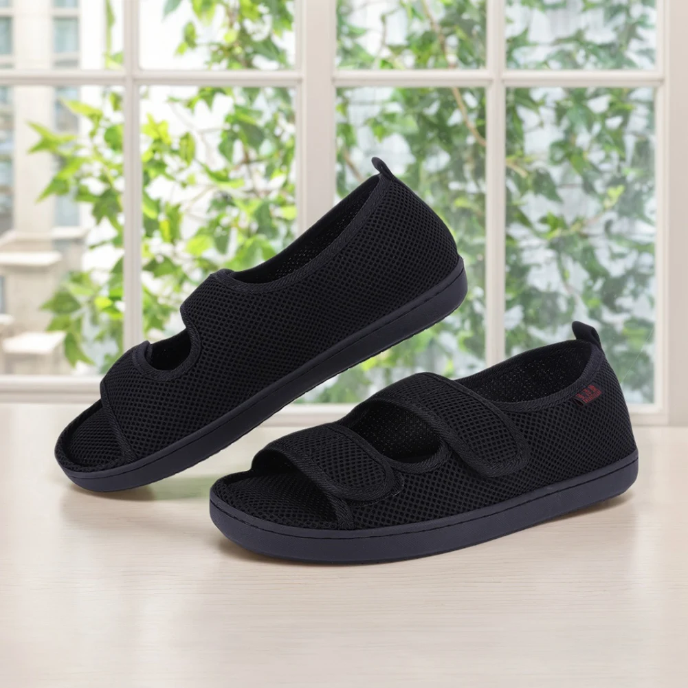 Diabetic Sandals Adjustable Hook & Loop Walking Sandals Comfortable Walking Shoes for Elderly Swelling Sensitive Feet