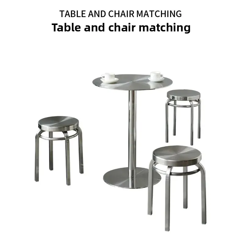 Modern Stainless Steel Bar Stool Minimalist round Chair Portable Folding Seat Scandinavian Stackable