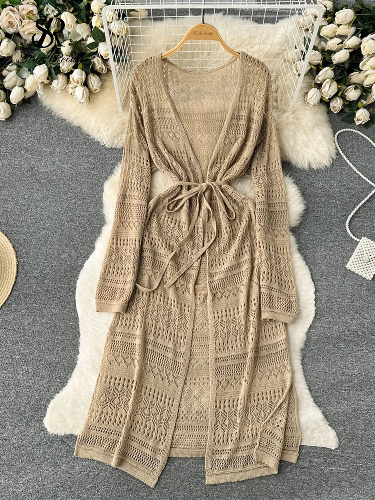 knee length dresses for ladies Miya Knit Cardigan Dress S/M / Heather Gray