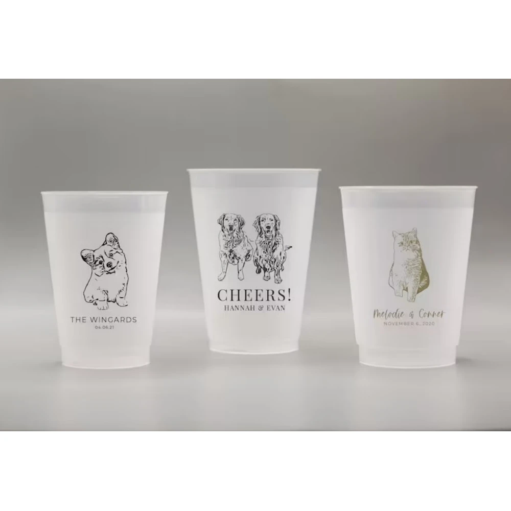 

Customized Pet Frosted Shatterproof Cups, Frost Flex Cups, Personalized Animal Wedding Favor , Dog Wedding Special Event Favors