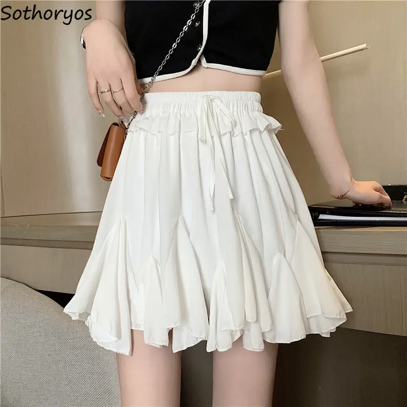 

Korean Mini Skirts Women Summer Lovely White Pleated Skirt Trendy Hotsweet Streetwear College All-match High Waist Faldas Casual