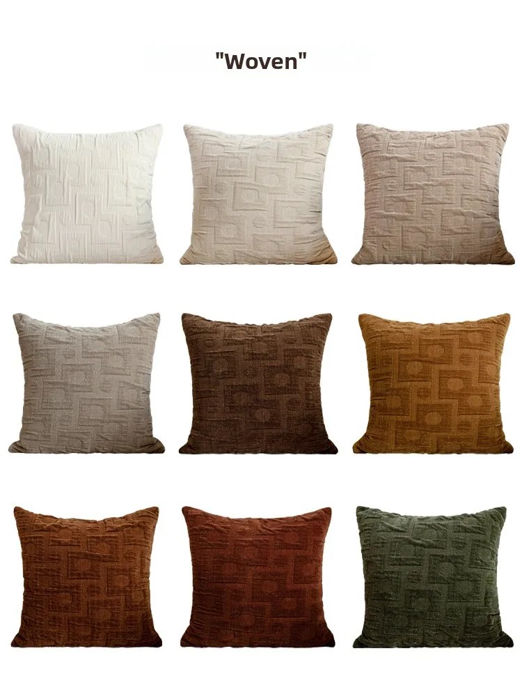 American Retro Velvet Pillow Cover Mid-Century Living Room Sofa Cushion Green And Brown Bed Head Pillow Home Decorative Pillow