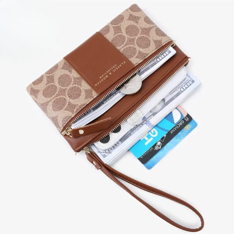 حقيبة يد نسائية كلاسيكية ذات نمط قديم متطابقة الألوان وحبل سحب مائة ومحفظة تخزين كبيرة للفتيات