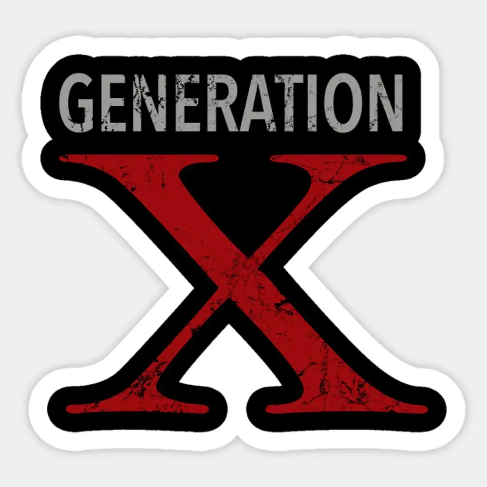 Generation X Distressed Design Sticker for Laptop Decor Bedroom Car Cute Cartoon Art Fashionable Public Suitcase