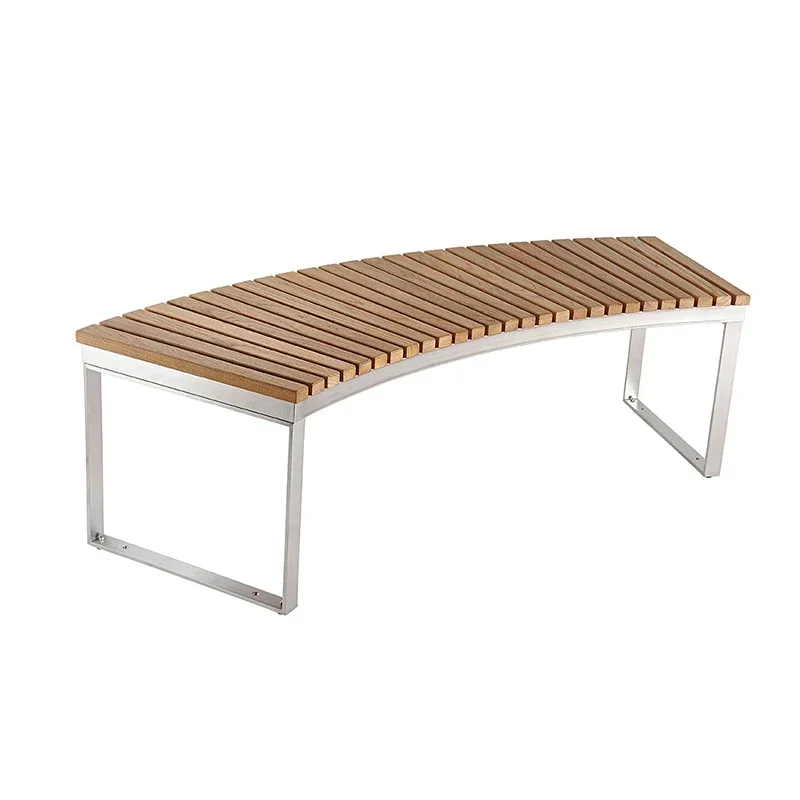 

2026 Ex-factory price factory curved outdoor bench stainless steel frame woodworking benches park outdoor patio bench