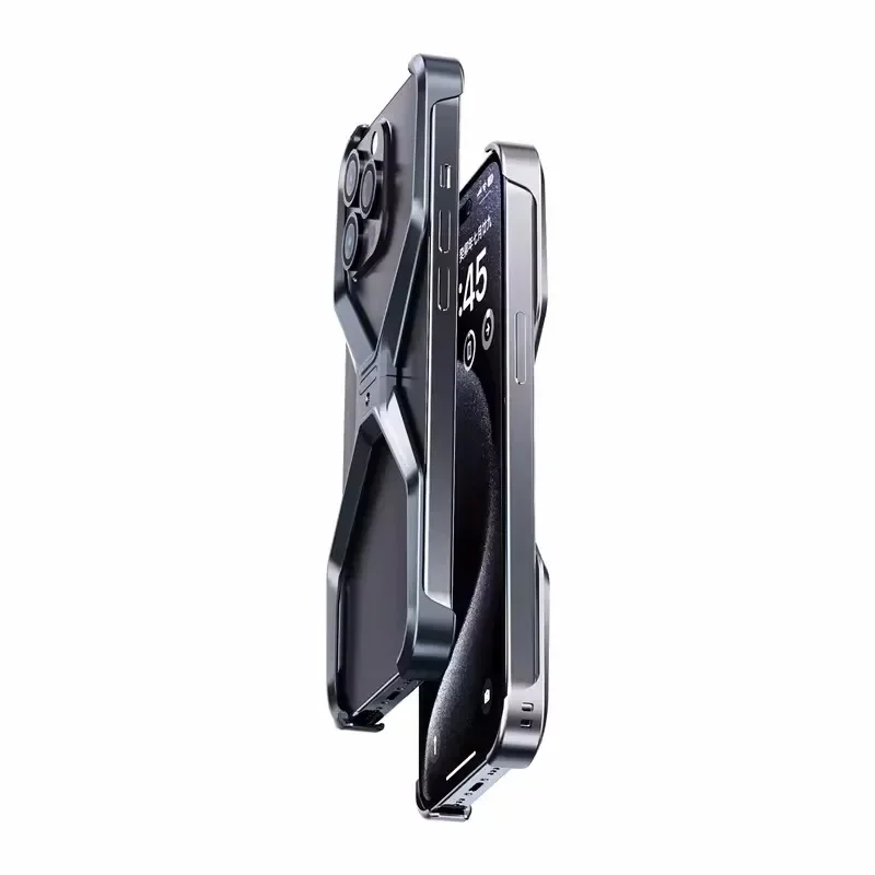 Aluminum Alloy X-shaped Metal Frame  Phone Case for IPhone 16 15 Pro Max 14 13 Military Grade Drop Protection Cover