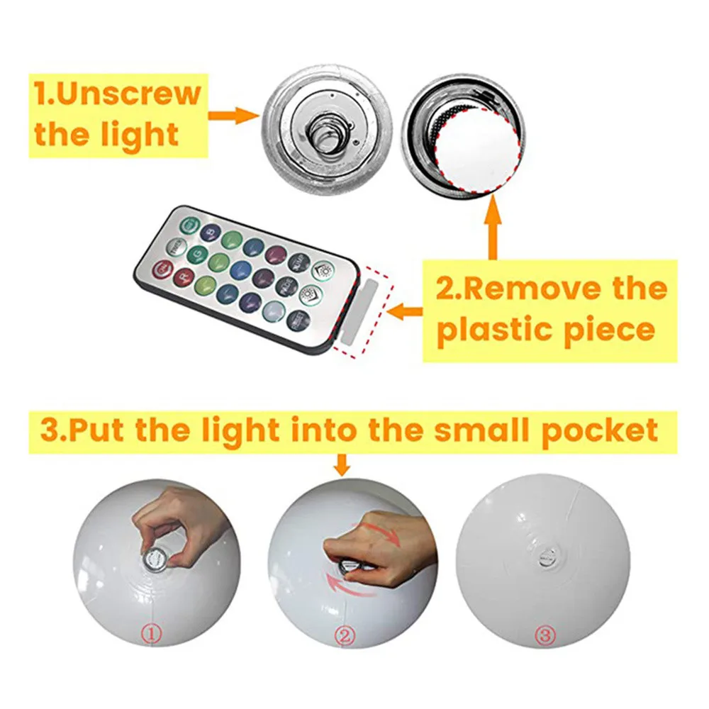40cm RGB Floating Pool Light 16in 13 Colors Glowing Decorative Beach Ball For Outdoor Swimming  Pool Sports Equipment