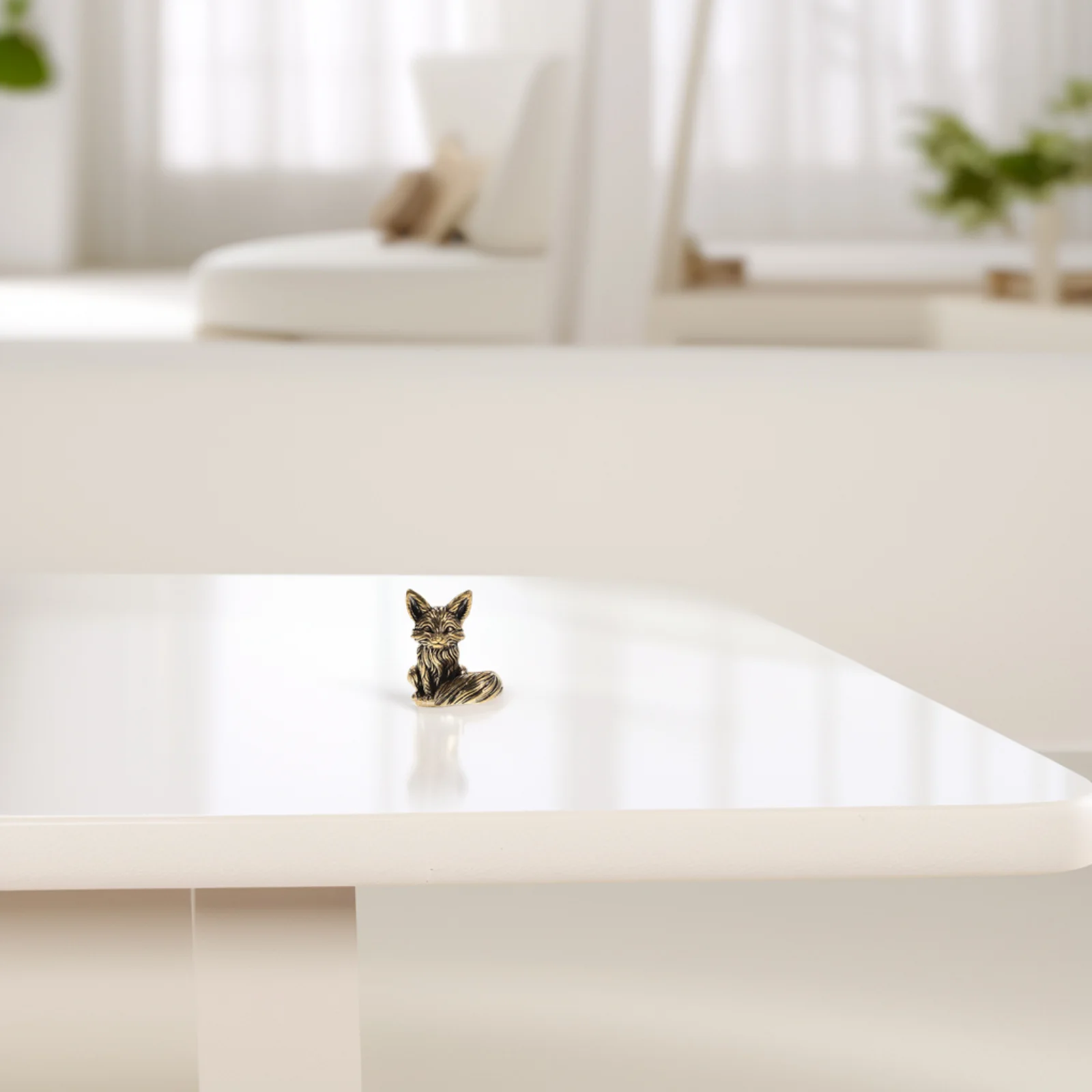 

Miniature Brass Fox Abstract Desk Decoration Animal Sculpture For Home Office Tea Ceremony Ornament