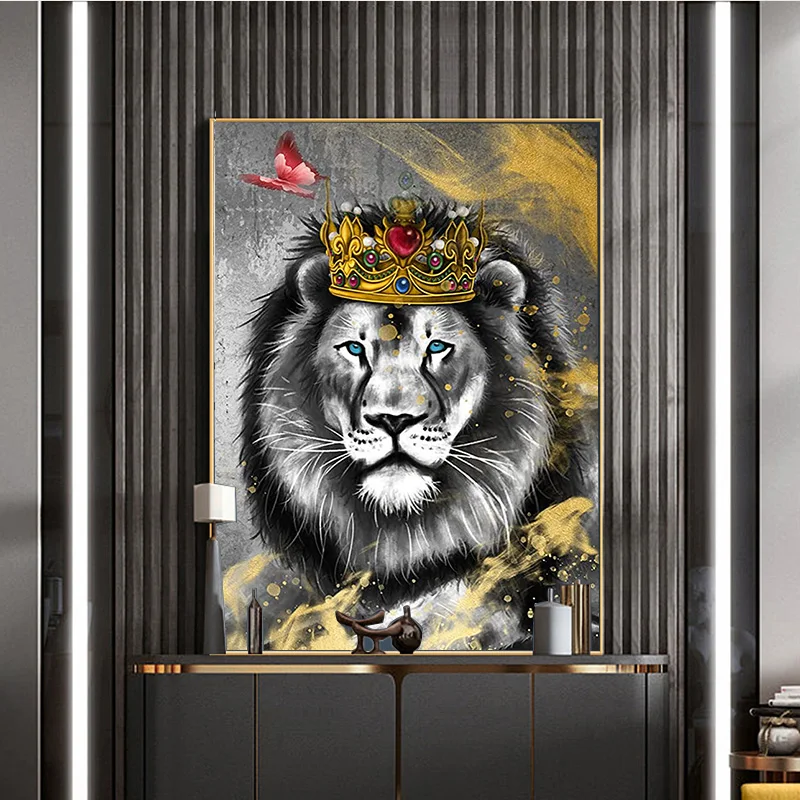 

Black and Gold Lion King Queen Poster and Prints Watercolor Abstract Art Animal Canvas Painting LivingRoom Wall Home Decoration