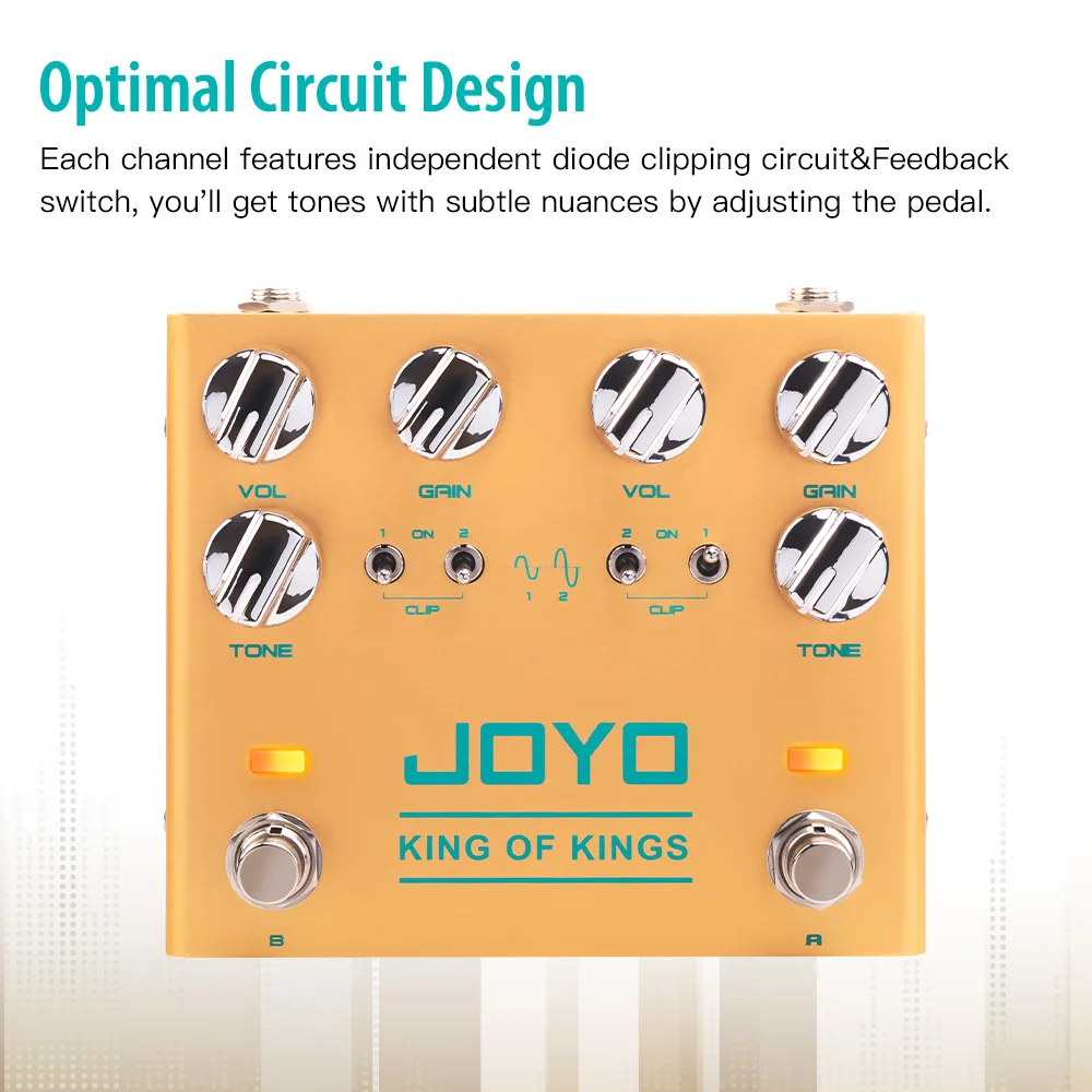 JOYO R-20 KING OF KINGS Overdrive Guitar Pedal Pure Analog Circuit Dual Channel Overdrive Effects with Independent Clipping view 3