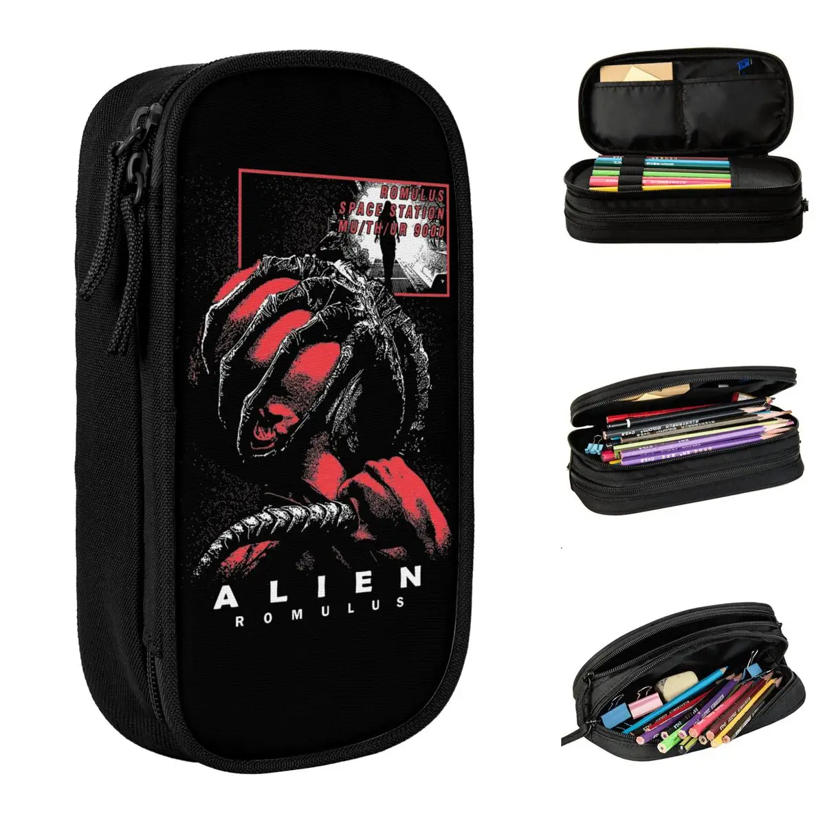 Alien Romulus Film Retro Merch Pencil Case Large-capacity Kids 2024 Science Fiction Movie Pencilcase Gift