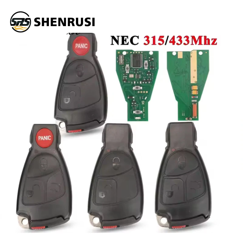 

SHENRUSI 315/433Mhz 2/3 Buttons NEC Remote Key Fob For Mercedes Benz B C E ML S CLK CL 3B 3BT Complte Control Key 1996-2006
