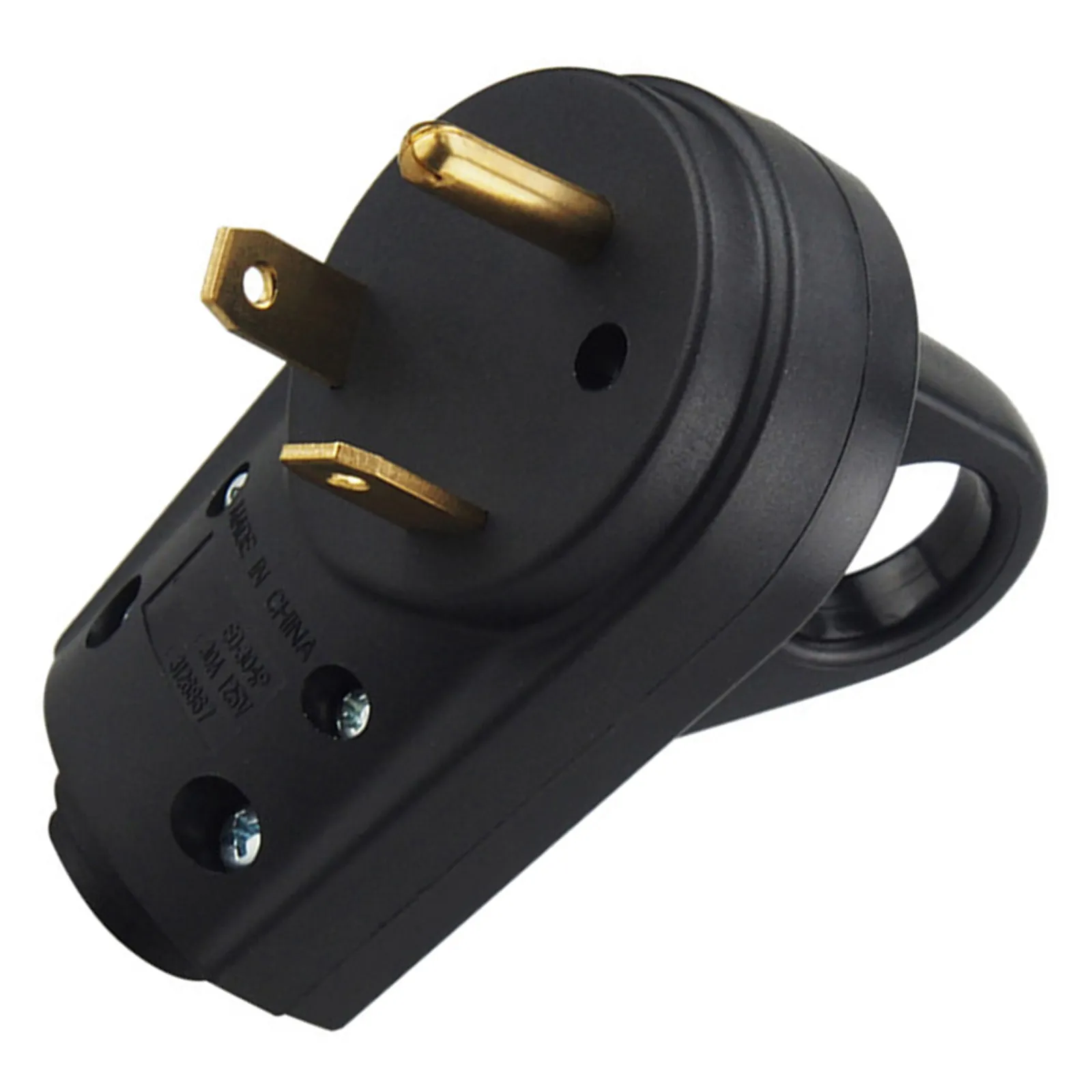 30 Amp Rv Plug Male Replacement with Handle Heavy Duty Copper Contacts Flame Retardant PVC Insulation Easy Unplug Design Rv