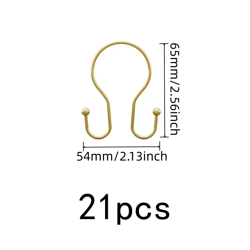 21 pcs Gold Iron Double Ear Shower Curtain Rings, Smooth Sliding, Fits Various Bathroom Shower Rods, Easy to Install view 2