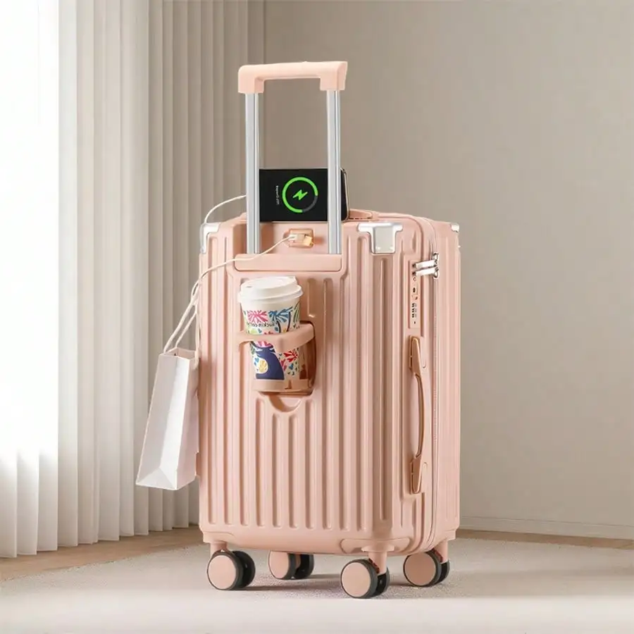 20 20 Inch Carry On Luggage With Cup Holder & USB Port, Airline Approved TSA-Locked Luggage, Lightweight PC Material Travel Suitcase With 360° Spinner Wheel (14-20-24in Black, 14-20-24in) Luggage Case Trolley Suitcase Spinner Suitcase Travel Luggage - Aliexpress Deal