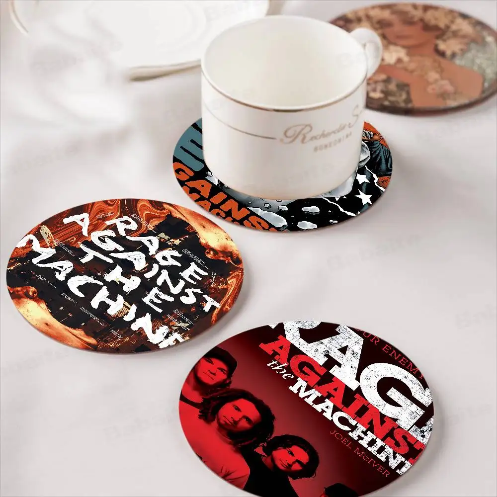 Rock Band Rage Against The Machine Wooden Coaster Heat-Resistant Drink Mats With Non-Slip Base, Perfect Gift Idea