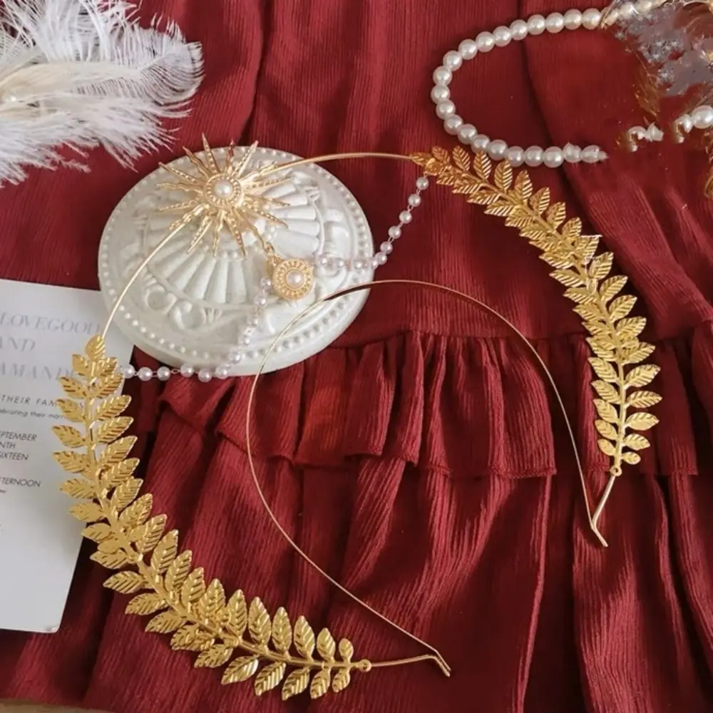 Fashion Gold Plated Halo Crown Wheat Ear Leaf Vintage Sun Goddess Crown Spike Design Cross Halloween Costume Artistic Photoshoot