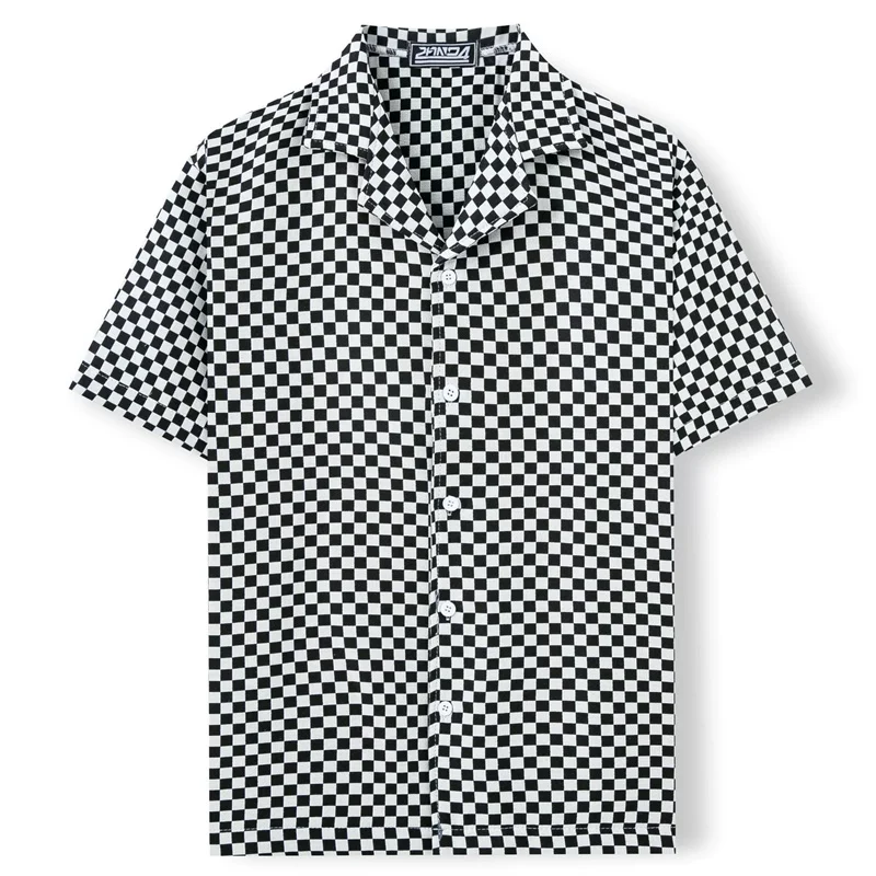

Classic Trendy Plaid Shirts For Men Short Sleeve Cuban Collar Summer Quality Polyester Cotton Blends Loose Fit Camisas De Hombre