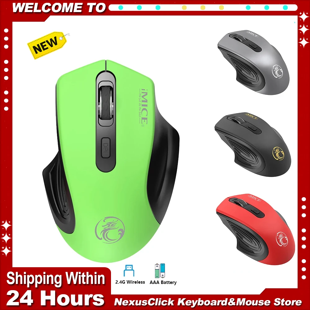 IMICE Wireless Mouse 2.4G Silent Mouse 4-Buttons 1600DPI Optical Computer Mouse Ergonomic Battery Mice For Office Laptop PC